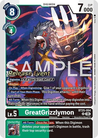 GreatGrizzlymon, Dual Revolution Release Event Cards BT25-054 R