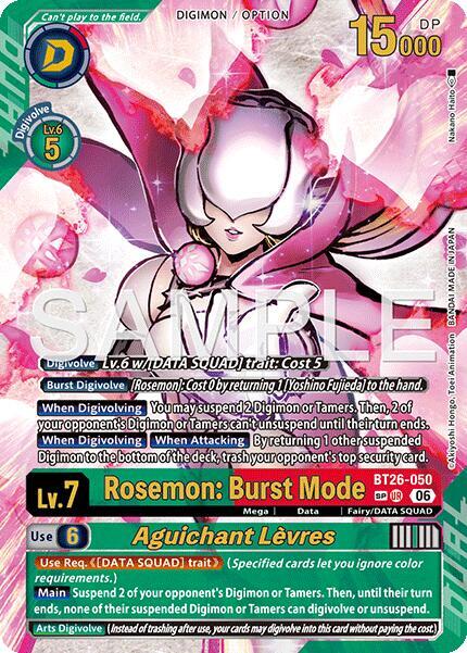 Rosemon: Burst Mode // Aguichant Levres (SP), Timeless Bonds BT26-050 SP