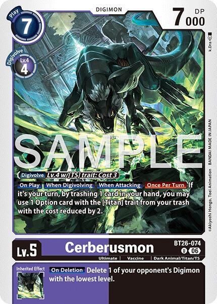 Cerberusmon, Timeless Bonds BT26-074 U