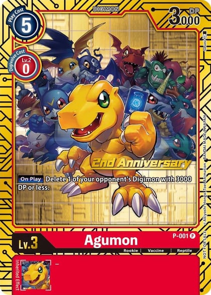 Agumon - P-001 (2nd Anniversary Card Set), Digimon Promotion Cards P-001 P