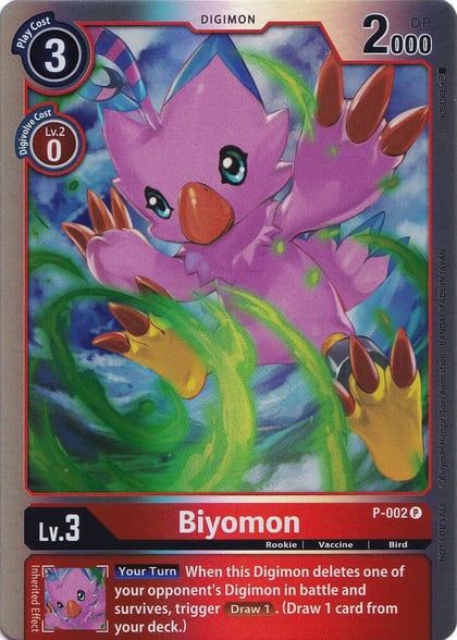 Biyomon - P-002 (Rainbow Foil), Digimon Promotion Cards P-002 P
