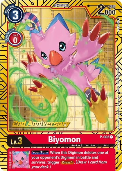 Biyomon - P-002 (2nd Anniversary Card Set), Digimon Promotion Cards P-002 P