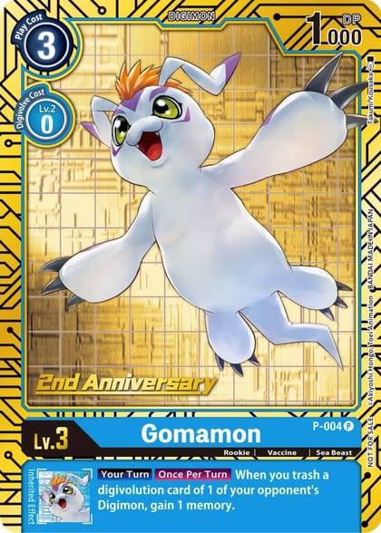 Gomamon - P-004 (2nd Anniversary Card Set), Digimon Promotion Cards P-004 P