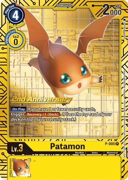 Patamon - P-005 (2nd Anniversary Card Set), Digimon Promotion Cards P-005 P