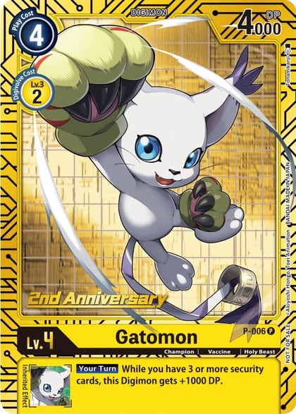 Gatomon - P-006 (2nd Anniversary Card Set), Digimon Promotion Cards P-006 P