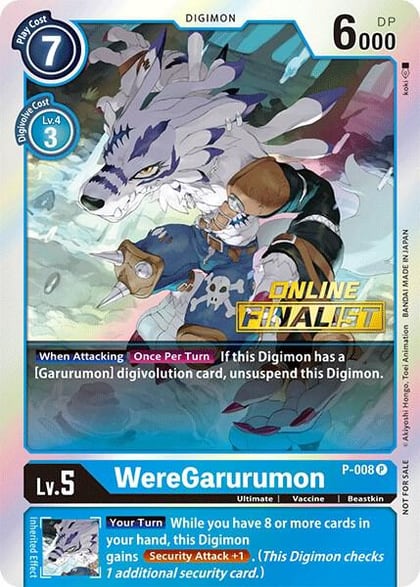 WereGarurumon - P-008 (2021 Championship Online Regional) [Online Finalist], Digimon Promotion Cards P-008 P