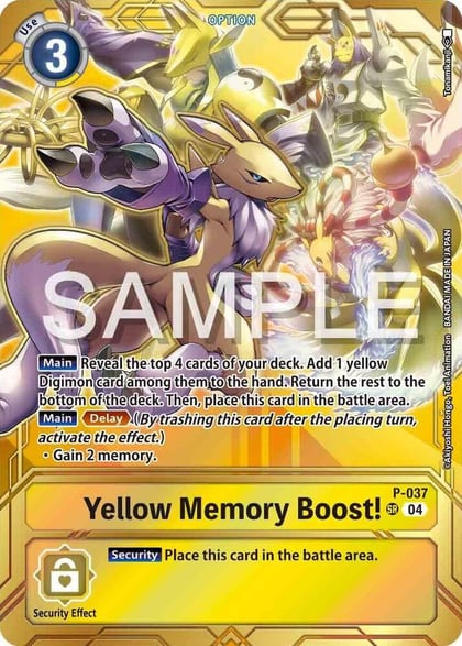 Yellow Memory Boost! - P-037 (Premium Card Collection - Memory Boost! Set), Digimon Promotion Cards P-037 P