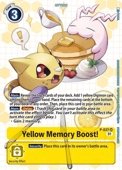Yellow Memory Boost! - P-037 (Next Adventure Box Promotion Pack), Digimon Promotion Cards P-037 SR