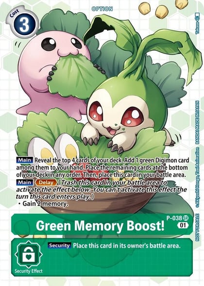 Green Memory Boost! - P-038 (Next Adventure Box Promotion Pack), Digimon Promotion Cards P-038 SR