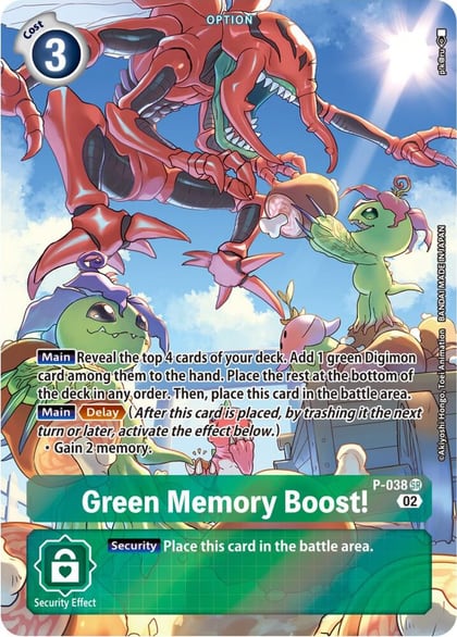 Green Memory Boost! - P-038 (Digimon Adventure Box 2), Digimon Promotion Cards P-038 SR