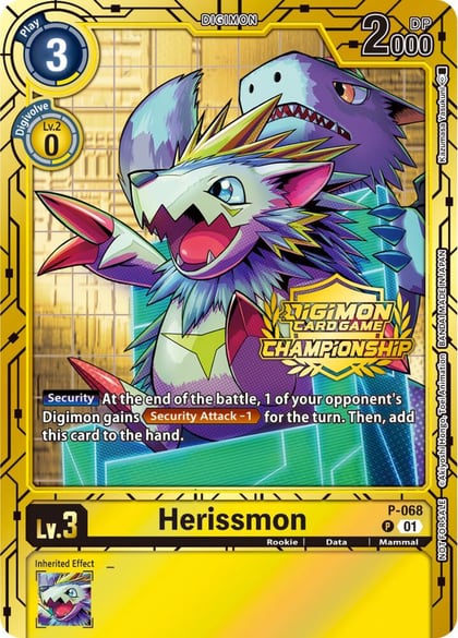 Herissmon - P-068 (Championship 2023 Gold Card Set), Digimon Promotion Cards P-068 P