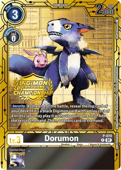 Dorumon - P-070 (Championship 2023 Gold Card Set), Digimon Promotion Cards P-070 P