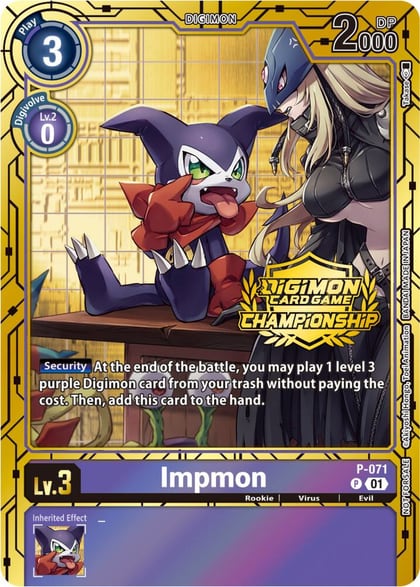 Impmon - P-071 (Championship 2023 Gold Card Set), Digimon Promotion Cards P-071 P