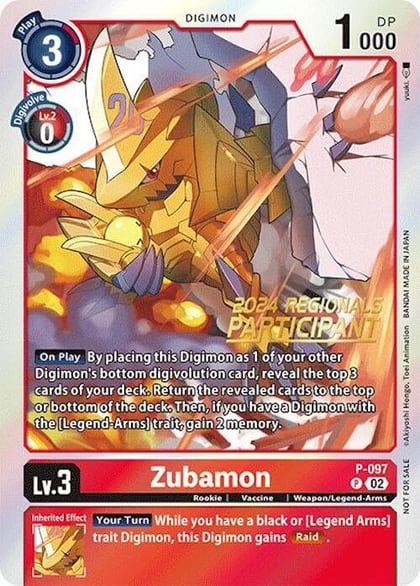 Zubamon - P-097 (2024 Regionals Participant), Digimon Promotion Cards P-097 P