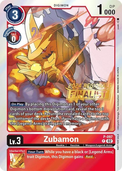 Zubamon - P-097 (2024 Regionals Finalist), Digimon Promotion Cards P-097 P