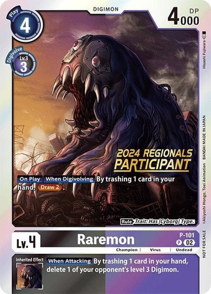 Raremon - P-101 (2024 Regionals Participant), Digimon Promotion Cards P-101 P