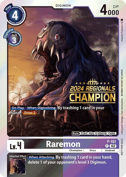 Raremon - P-101 (2024 Regionals Champion), Digimon Promotion Cards P-101 P
