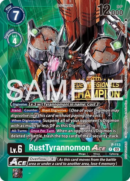 RustTyrannomon ACE - P-113 (2024 Regionals Champion), Digimon Promotion Cards P-113 P