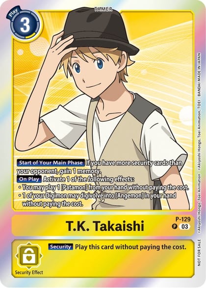 T.K. Takaishi - P-129 (Tamer Party Pack -The Beginning- Ver. 2.0), Digimon Promotion Cards P-129 P