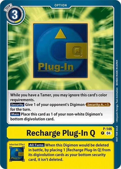 Recharge Plug-In Q - P-146 (Store Tournament 2024 Jul. - Sep. Participation Pack), Digimon Promotion Cards P-146 P