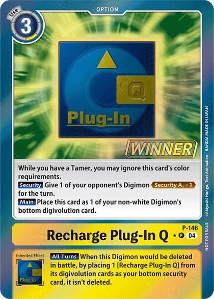 Recharge Plug-In Q - P-146 (Store Tournament 2024 Jul. - Sep. Winner Pack), Digimon Promotion Cards P-146 P