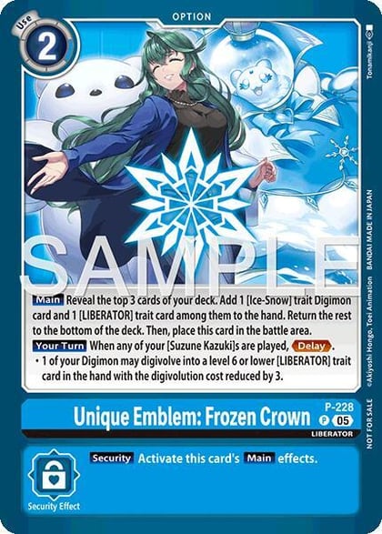 Unique Emblem: Frozen Crown (Dawn of Liberator Box Topper), Digimon Promotion Cards P-228 P