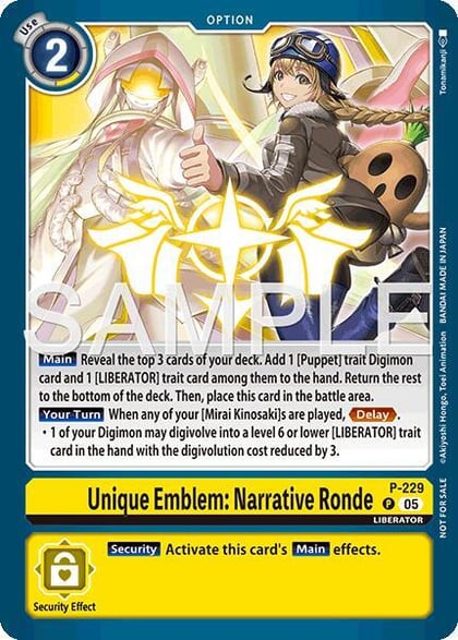 Unique Emblem: Narrative Ronde (Dawn of Liberator Box Topper), Digimon Promotion Cards P-229 P