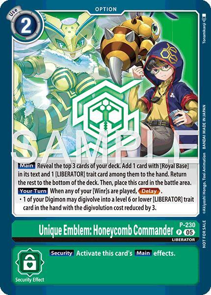 Unique Emblem: Honeycomb Commander (Dawn of Liberator Box Topper), Digimon Promotion Cards P-230 P