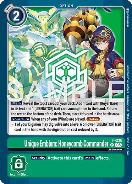 Unique Emblem: Honeycomb Commander (Dawn of Liberator Box Topper), Digimon Promotion Cards P-230 P