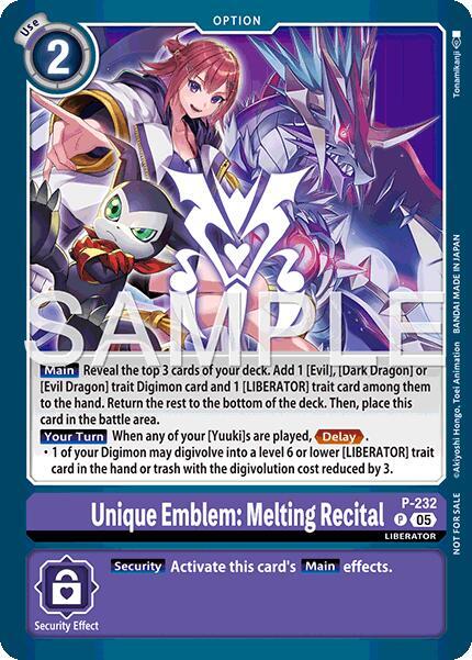 Unique Emblem: Melting Recital (Dawn of Liberator Box Topper), Digimon Promotion Cards P-232 P