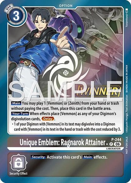 Unique Emblem: Ragnarok Attainer (Official Store Tournament 2026 Vol. 3 Winner), Digimon Promotion Cards P-244 P