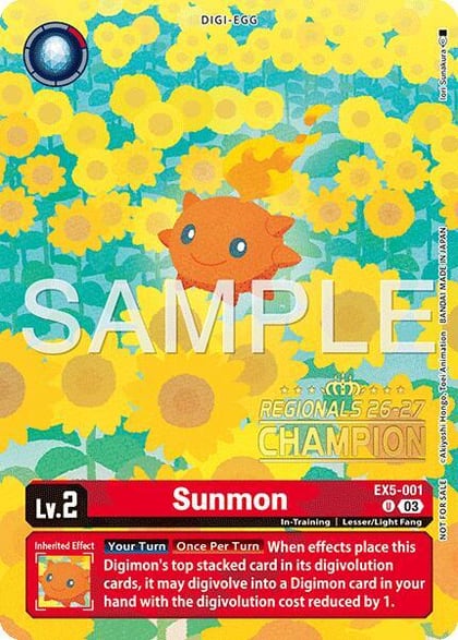 Sunmon (Regionals 26-27 Season 1 Champion), Animal Colosseum EX5-001 U