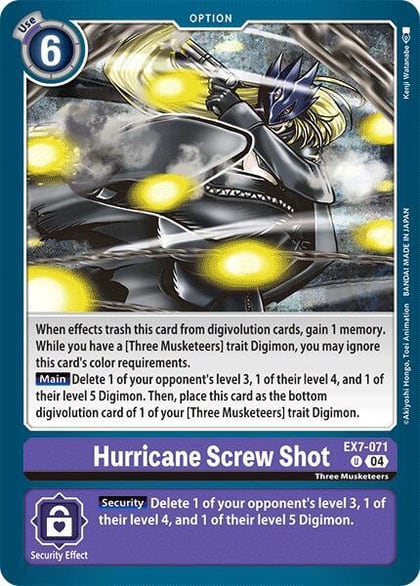 Hurricane Screw Shot, Digimon LIBERATOR EX7-071 U