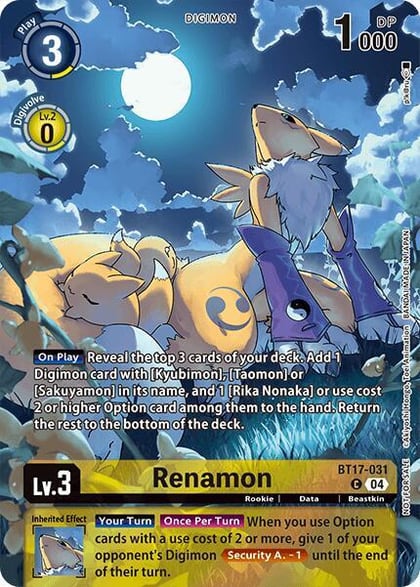 Renamon (Legend Pack 2024 Box Topper), Chain of Liberation BT17-031 C