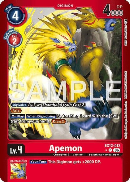 Apemon (Limited Foil), Digital World Shambala EX12-012 C
