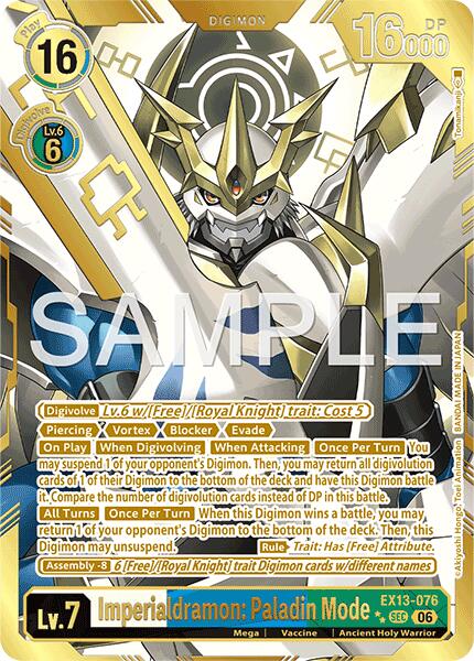Imperialdramon: Paladin Mode (Rare Pull), Chivalrous XIII EX13-076 SEC