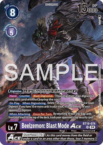 Beelzemon: Blast Mode ACE, Limited Card Pack -Billion Bullet- BT19-074 SR