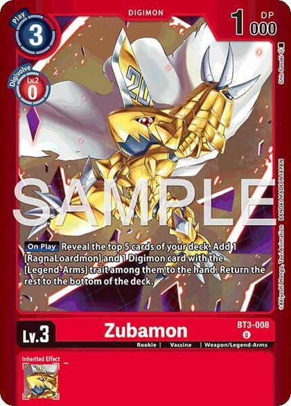 Zubamon, Limited Card Pack -Billion Bullet- BT3-008 U