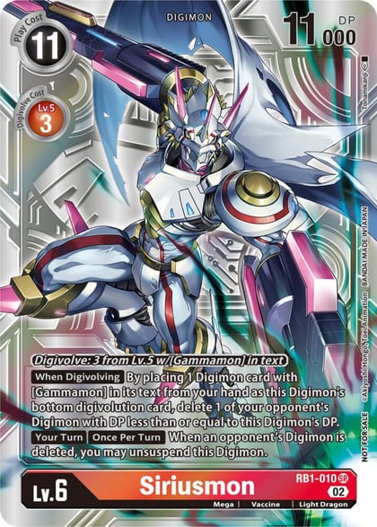 Siriusmon (Resurgence Booster Box Promotion Pack), Resurgence Booster RB1-010 SR