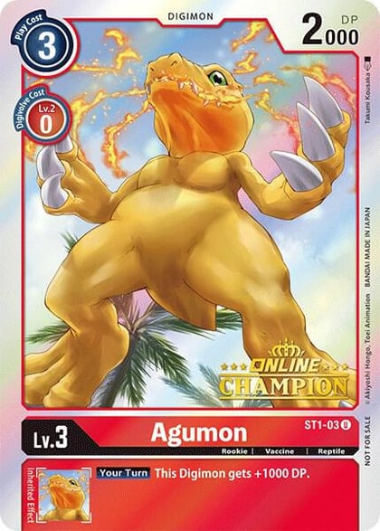 Agumon - ST1-03 (2021 Championship Online Regional) [Online Champion], Starter Deck 01: Gaia Red ST1-03 U