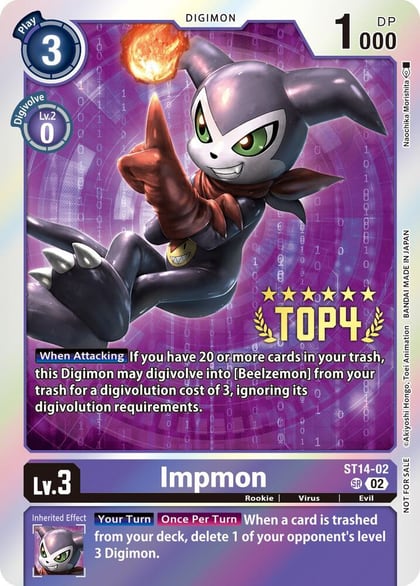 Impmon (Digimon 3-On-3 Top 4), Starter Deck 14: Beelzemon Advanced Deck Set ST14-02 SR