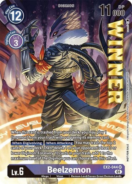 Beelzemon (Beelzemon Cup Store Winner), Starter Deck 14: Beelzemon Advanced Deck Set Pre-Release Cards EX2-044 SR