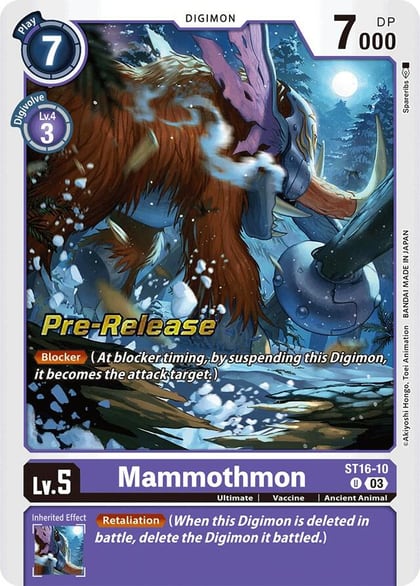 Mammothmon, Starter Deck 16: Wolf of Friendship Pre-Release Cards ST16-10 U