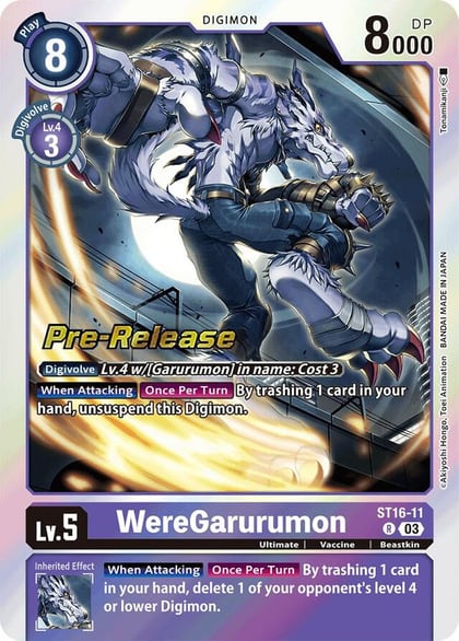 WereGarurumon, Starter Deck 16: Wolf of Friendship Pre-Release Cards ST16-11 R