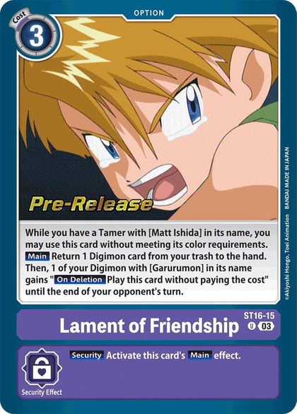 Lament of Friendship, Starter Deck 16: Wolf of Friendship Pre-Release Cards ST16-15 U