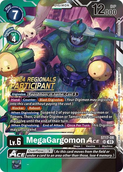 MegaGargomon ACE (2024 Regionals Participant), Starter Deck 17: Double Typhoon Advanced Deck Set ST17-08 SR