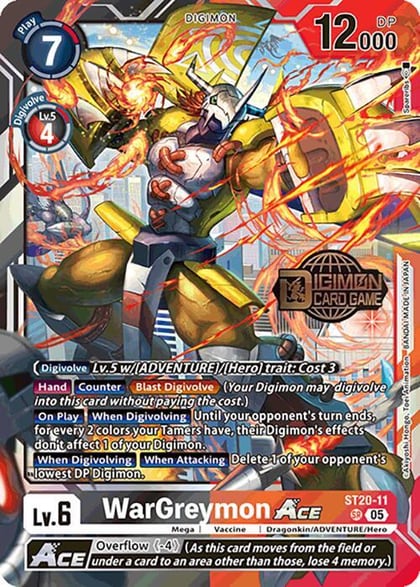 WarGreymon ACE, Starter Deck 20: Protector of Light Release Event Cards ST20-11 SR