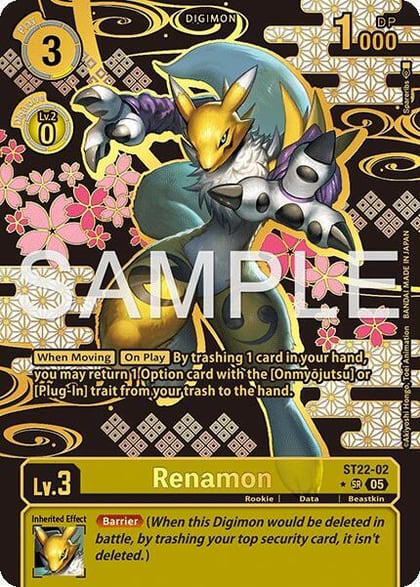 Renamon (Rare Pull), Starter Deck 22: Amethyst Mandala Advanced Deck Set ST22-02 SR