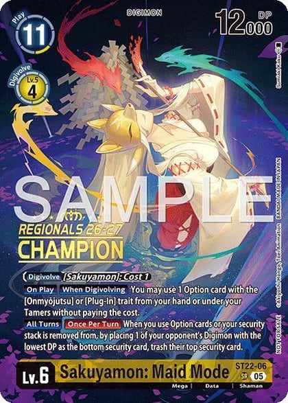 Sakuyamon: Maid Mode (Regionals 26-27 Season 1 Champion), Starter Deck 22: Amethyst Mandala Advanced Deck Set ST22-06 SR