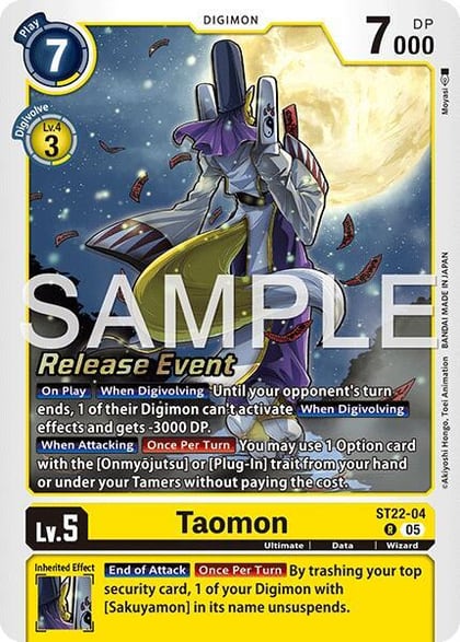 Taomon, Starter Deck 22: Amethyst Mandala Advanced Deck Set Release Event Cards ST22-04 R